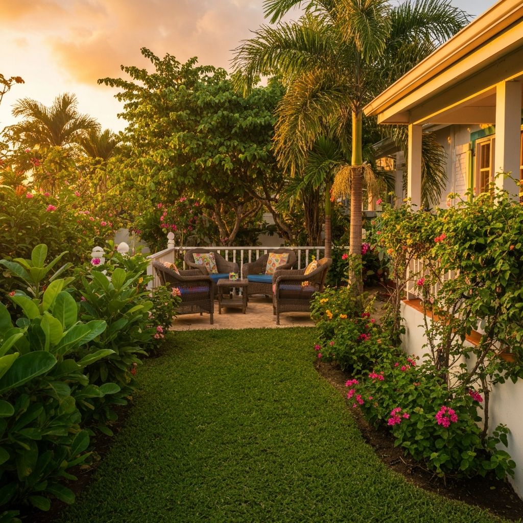 Beautiful tropical exterior with garden